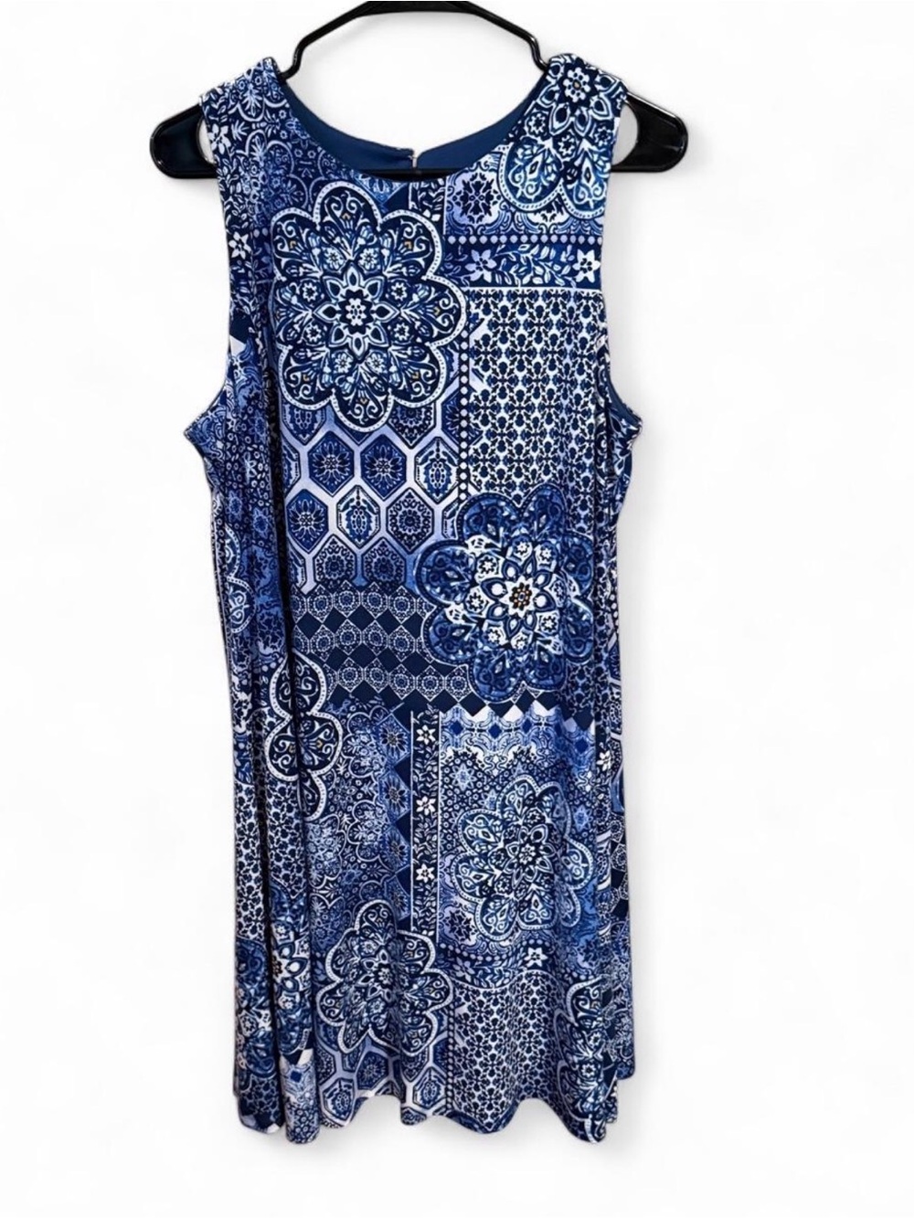 Anne Klein Blue Mosaic Print Sleeveless Dress